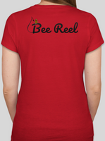 Women's Short Sleeve Slim Fit V-Neck Red