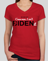 Women's Short Sleeve Slim Fit V-Neck Red